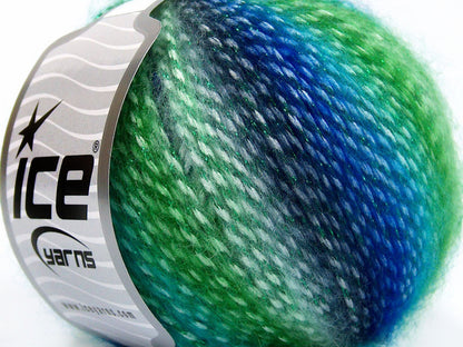 Lot of 8 Skeins Ice Yarns MIRELLA (15% Mohair) Yarn Green Shades Blue Shades