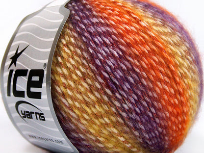 Lot of 8 Skeins Ice Yarns MIRELLA (15% Mohair) Yarn Gold Shades Purple