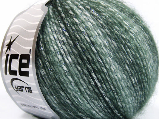 Lot of 8 Skeins Ice Yarns MIRELLA (15% Mohair) Yarn Green Shades Black White