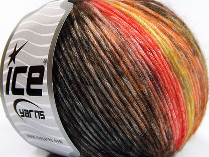 Lot of 8 Skeins Ice Yarns ROCK N ROLL (15% Wool 50% Modal) Yarn Black Orange Shades Yellow