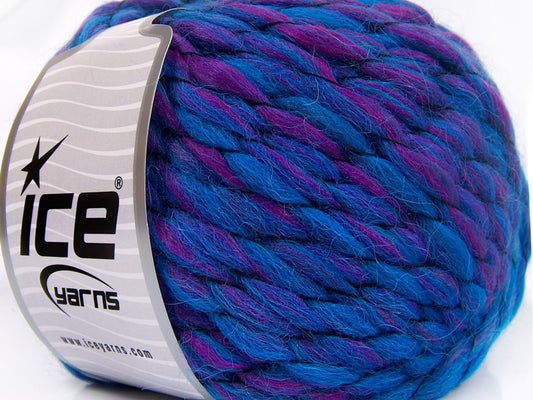 Lot of 2 x 150gr Skeins Ice Yarns ALPACA COLOR JUMBO (15% Alpaca 15% Wool) Yarn Blue Fuchsia