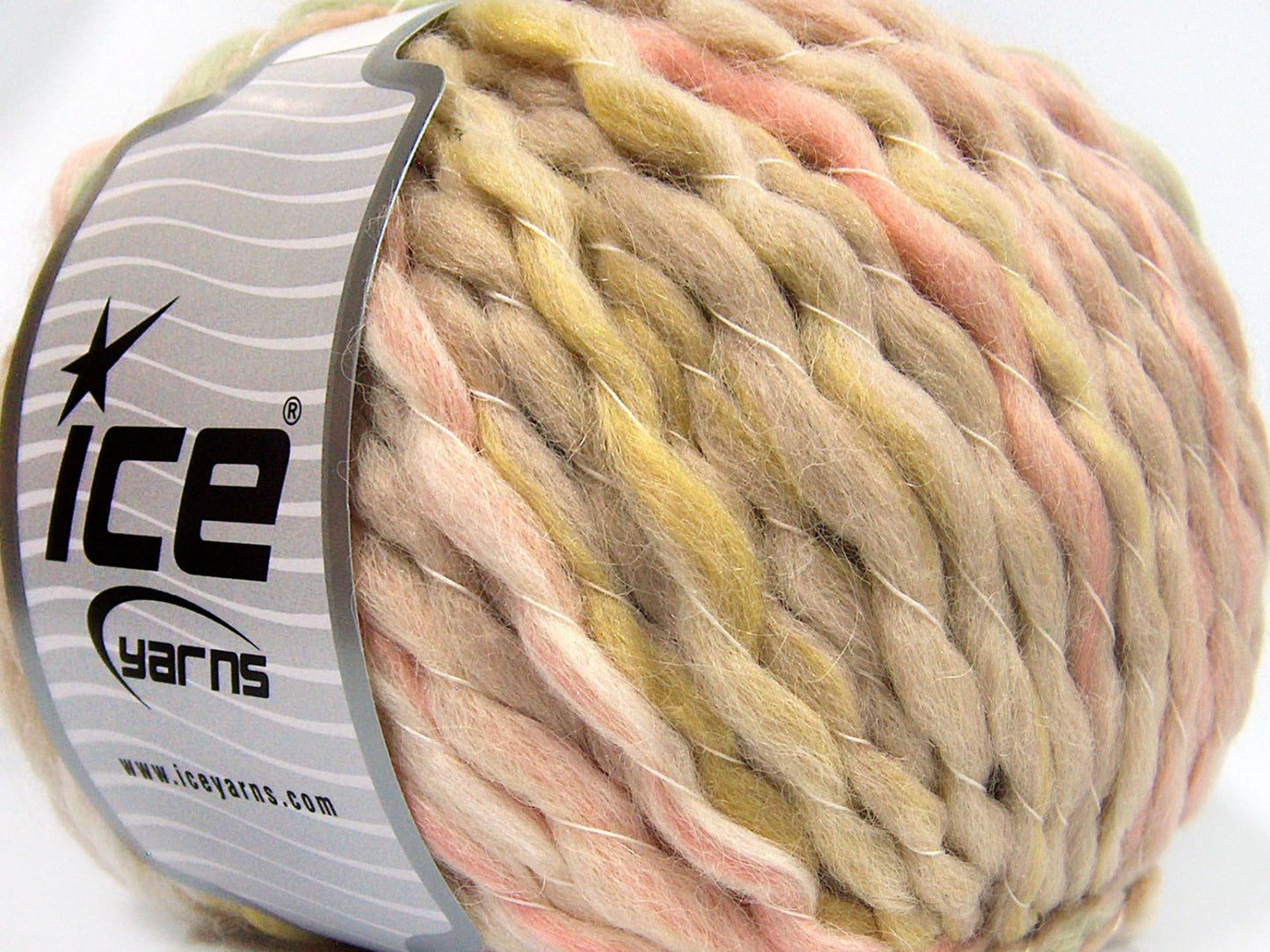 Lot of 2 x 150gr Skeins Ice Yarns ALPACA COLOR JUMBO (15% Alpaca 15% Wool) Yarn Beige Light Pink Light Green