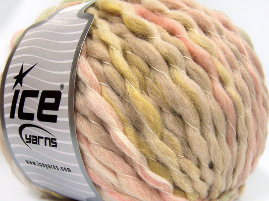 Lot of 2 x 150gr Skeins Ice Yarns ALPACA COLOR JUMBO (15% Alpaca 15% Wool) Yarn Beige Light Pink Light Green