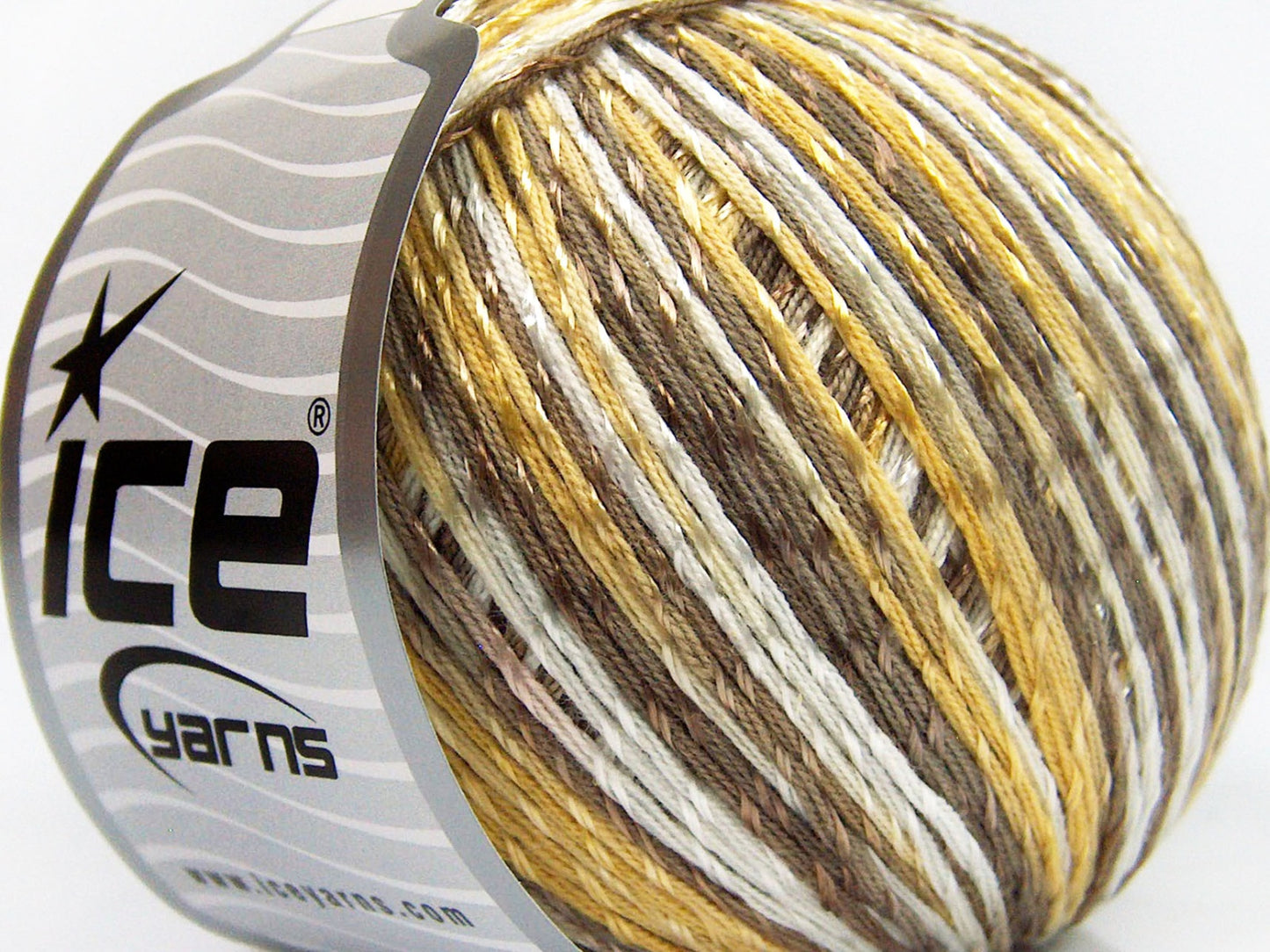 Lot of 4 x 100gr Skeins Ice Yarns SUMMER (70% Mercerized Cotton 30% Viscose) Yarn Camel Gold White