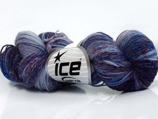 Lot of 4 x 100gr Skeins Ice Yarns HAND DYED SOCK YARN (75% SuperWash Wool) Yarn Maroon Shades Blue Shades