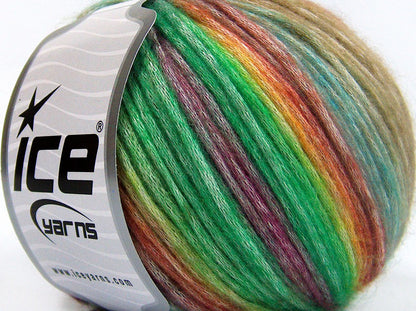 Lot of 8 Skeins Ice Yarns ROCK N ROLL (15% Wool 50% Modal) Yarn Camel Green Gold Shades Purple