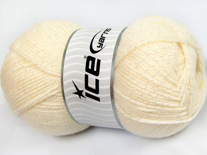 Lot of 4 x 100gr Skeins Ice Yarns STAR GLITZ Hand Knitting Yarn Cream