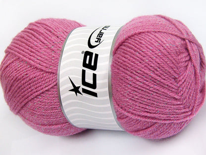 Lot of 4 x 100gr Skeins Ice Yarns STAR GLITZ Hand Knitting Yarn Candy Pink