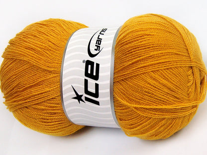 Lot of 4 x 100gr Skeins Ice Yarns KRISTAL Hand Knitting Yarn Dark Gold