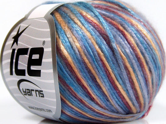 Lot of 8 Skeins Ice Yarns ROCKABILLY COLOR (67% Tencel) Yarn Light Blue Light Lilac Burgundy Gold