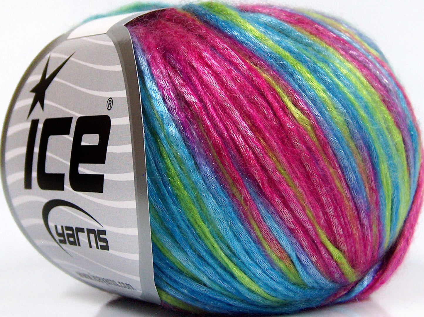 Lot of 8 Skeins Ice Yarns ROCKABILLY COLOR (67% Tencel) Yarn Fuchsia Light Green Light Blue