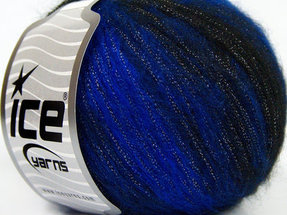 Lot of 8 Skeins Ice Yarns ROCK STAR METALLIC (25% Wool) Yarn Blue Black
