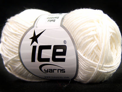 Lot of 8 Skeins Ice Yarns BABY BAMBOO (50% Bamboo) Yarn Optical White