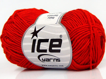 Lot of 8 Skeins Ice Yarns BABY BAMBOO (50% Bamboo) Hand Knitting Yarn Red
