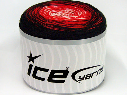 Lot of 2 x 150gr Skeins Ice Yarns CAKES COTTON FINE (50% Cotton) Yarn Black Red White