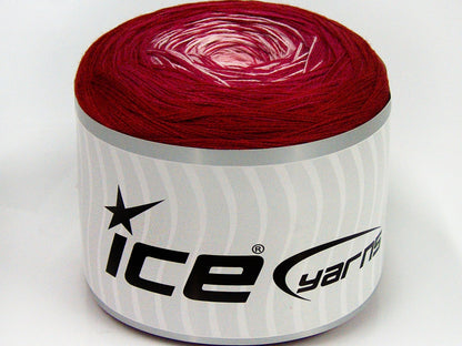 Lot of 2 x 150gr Skeins Ice Yarns CAKES COTTON FINE (50% Cotton) Yarn Red Fuchsia Light Pink