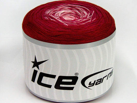 Lot of 2 x 150gr Skeins Ice Yarns CAKES COTTON FINE (50% Cotton) Yarn Red Fuchsia Light Pink
