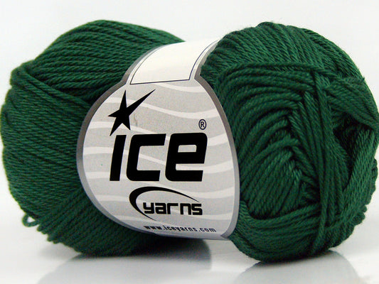 Lot of 6 Skeins Ice Yarns GIZA COTTON Hand Knitting Yarn Jungle Green