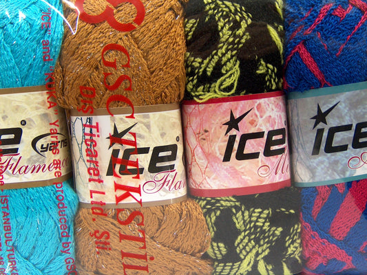 Lot of 4 x 100gr Skeins Ice Yarns SCARF YARNS MIXED LOT Yarn Scarf Yarns