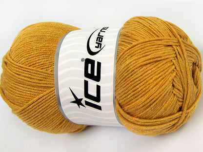Lot of 4 x 100gr Skeins Ice Yarns LORENA (50% Cotton) Hand Knitting Yarn Gold