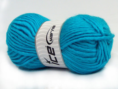 Lot of 4 x 100gr Skeins Ice Yarns MOHAIR BULKY (5% Mohair 10% Wool) Yarn Turquoise