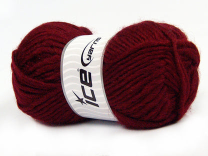 Lot of 4 x 100gr Skeins Ice Yarns MOHAIR BULKY (5% Mohair 10% Wool) Yarn Burgundy