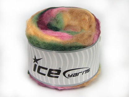 Lot of 2 x 150gr Skeins Ice Yarns CAKES FLUFFY (5% Mohair) Yarn Cream Shades Pink Green Shades Burgundy