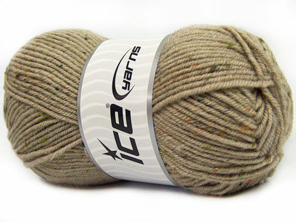 Lot of 4 x 100gr Skeins Ice Yarns SUPER TWEED (20% Wool 5% Viscose) Yarn Dark Beige