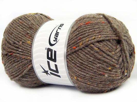 Lot of 4 x 100gr Skeins Ice Yarns SUPER TWEED (20% Wool 5% Viscose) Yarn Brown