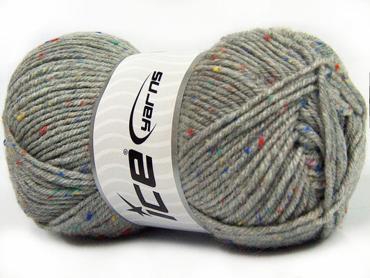Lot of 4 x 100gr Skeins Ice Yarns SUPER TWEED (20% Wool 5% Viscose) Yarn Light Grey