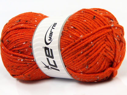 Lot of 4 x 100gr Skeins Ice Yarns SUPER TWEED (20% Wool 5% Viscose) Yarn Orange