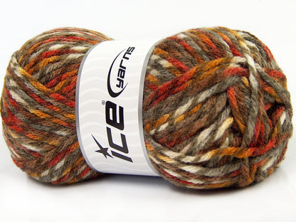 Lot of 4 x 100gr Skeins Ice Yarns THOR (25% Wool) Yarn Brown Shades Copper White