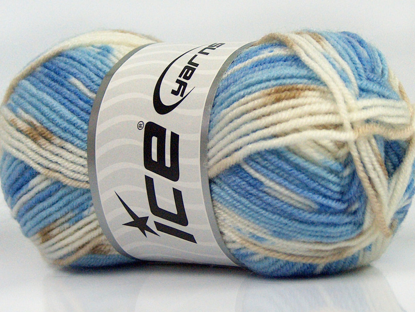 Lot of 8 Skeins Ice Yarns MINI BABY DESIGN (25% Wool) Yarn Blue Shades White Brown Shades