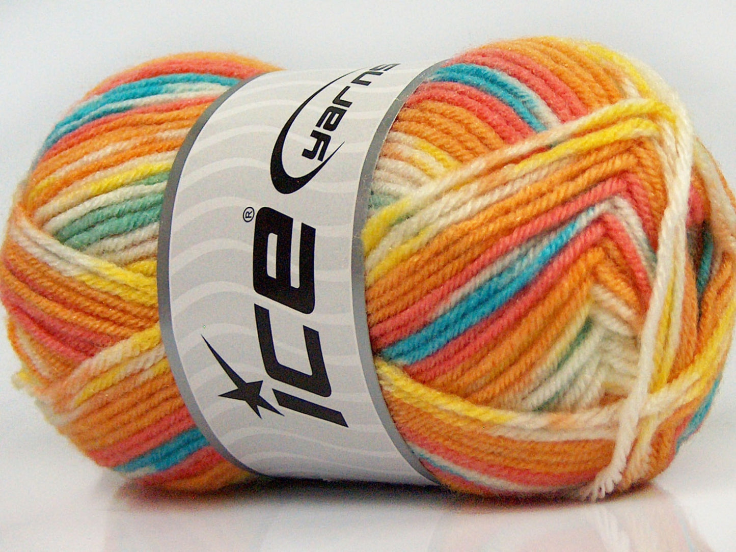 Lot of 8 Skeins Ice Yarns MINI BABY DESIGN (25% Wool) Yarn Salmon Gold Yellow White Mint Green Turquoise