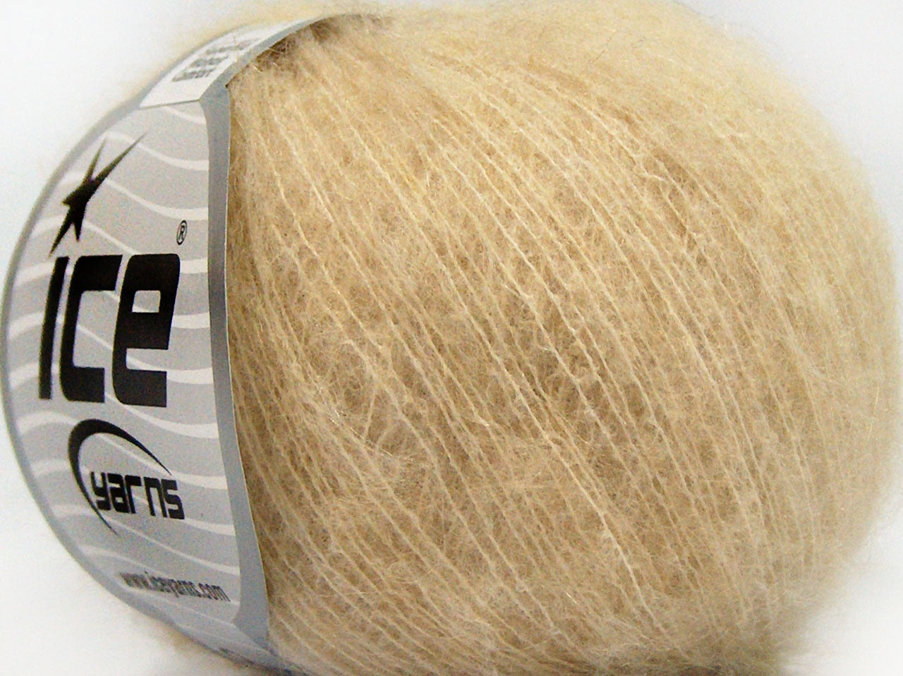Lot of 10 Skeins Ice Yarns SUPERKID MOHAIR COMFORT (41% SuperKid Mohair 11% Merino Wool) Yarn Dark Cream