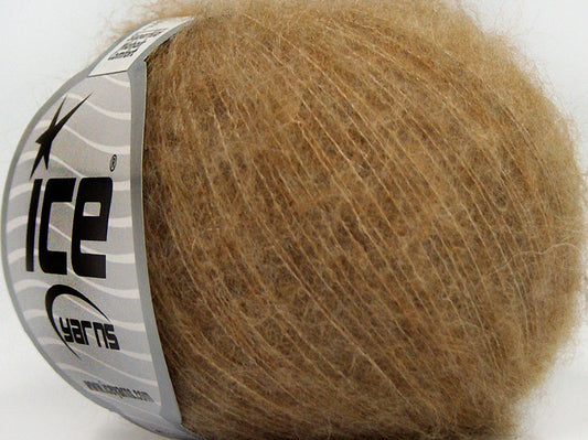 Lot of 10 Skeins Ice Yarns SUPERKID MOHAIR COMFORT (41% SuperKid Mohair 11% Merino Wool) Yarn Light Brown