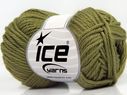 Lot of 8 Skeins Ice Yarns PURE COTTON (100% Cotton) Hand Knitting Yarn Khaki