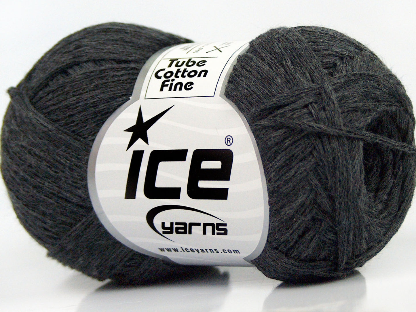 Lot of 8 Skeins Ice Yarns TUBE COTTON FINE (67% Cotton) Yarn Anthracite Black