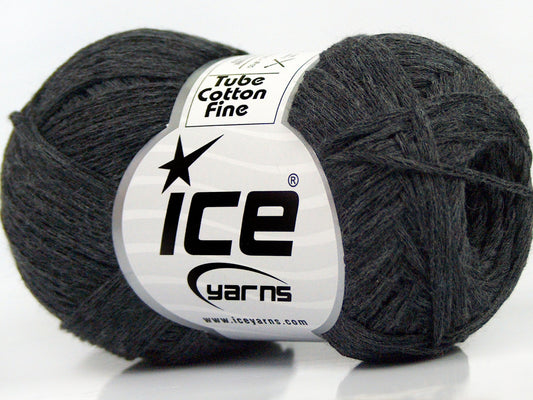 Lot of 8 Skeins Ice Yarns TUBE COTTON FINE (67% Cotton) Yarn Anthracite Black
