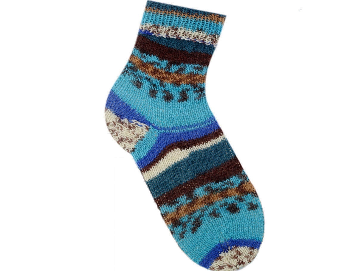 Lot of 4 x 100gr Skeins Ice Yarns SMART SOCK (75% Superwash Wool) Yarn Turquoise shades Brown Shades