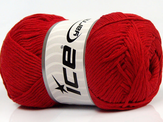 Lot of 4 x 100gr Skeins Ice Yarns NATURAL COTTON (100% Cotton) Yarn Red