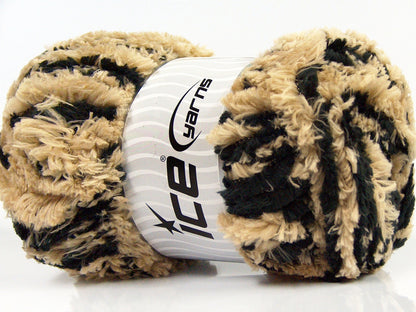 Lot of 4 x 100gr Skeins Ice Yarns PANDA DUO (100% MicroFiber) Yarn Black Light Camel