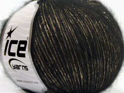 Lot of 8 Skeins Ice Yarns SALE METALLIC Hand Knitting Yarn Black Gold