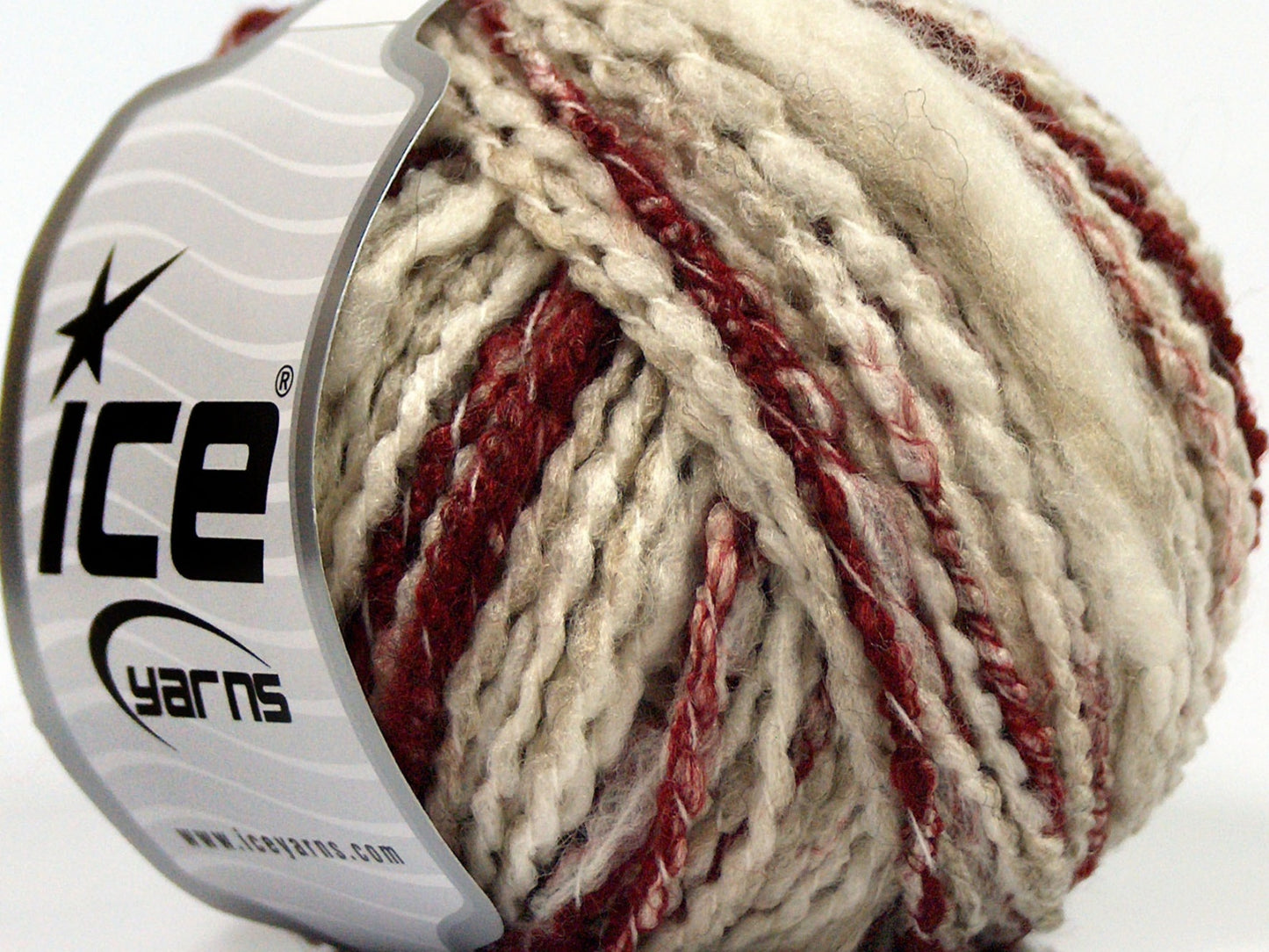 Lot of 8 Skeins Ice Yarns SALE WINTER (20% Wool) Yarn Cream Beige Red