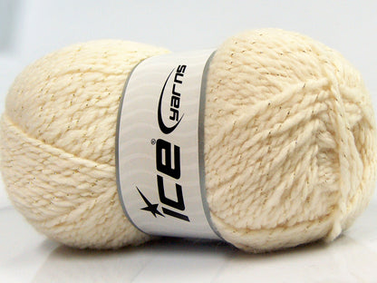 Lot of 4 x 100gr Skeins Ice Yarns BABY WOOL GLITZ (30% Wool) Yarn Ecru