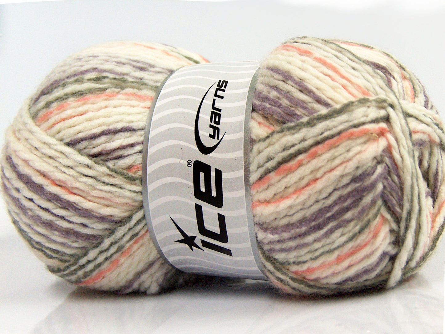 Lot of 4 x 100gr Skeins Ice Yarns WOOL FUN COLORS (30% Wool) Yarn Cream Lavender Salmon Grey