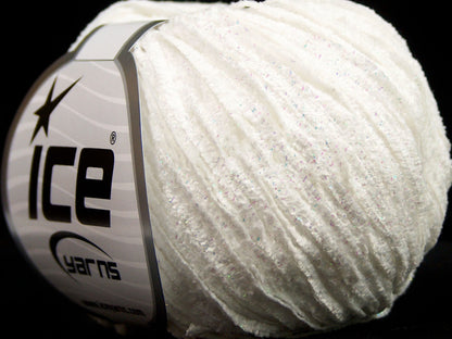 Lot of 8 Skeins Ice Yarns SALE CHENILLE Hand Knitting Yarn White