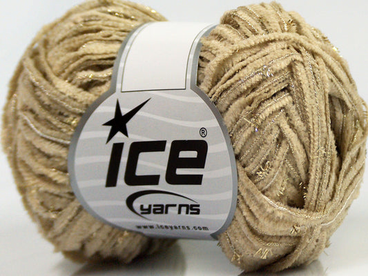 Lot of 8 Skeins Ice Yarns SALE CHENILLE Hand Knitting Yarn Light Camel Gold