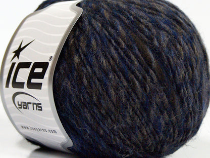 Lot of 8 Skeins Ice Yarns WOOL CORD DK (40% Wool) Hand Knitting Yarn Blue Brown