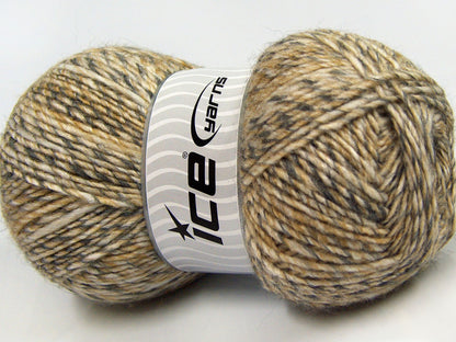 Lot of 2 x 150gr Skeins Ice Yarns HARMONY ALPACA (19% Alpaca 10% Wool) Yarn Cream Gold Grey